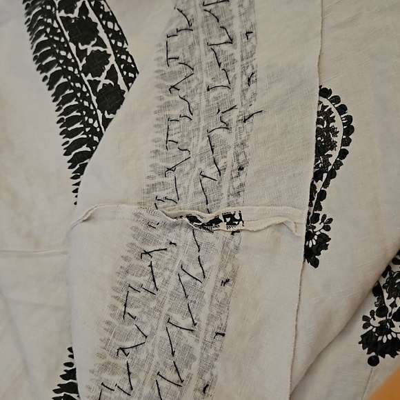 VTG KAREN KANE 1990s Ivory Damask Sequin Linen Tie Waist Godet Land Girl Skirt - Picture 13 of 13